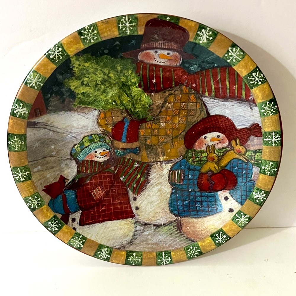 Delightful Snowmen CIC Ceramic Christmas Plate by Susan Winget